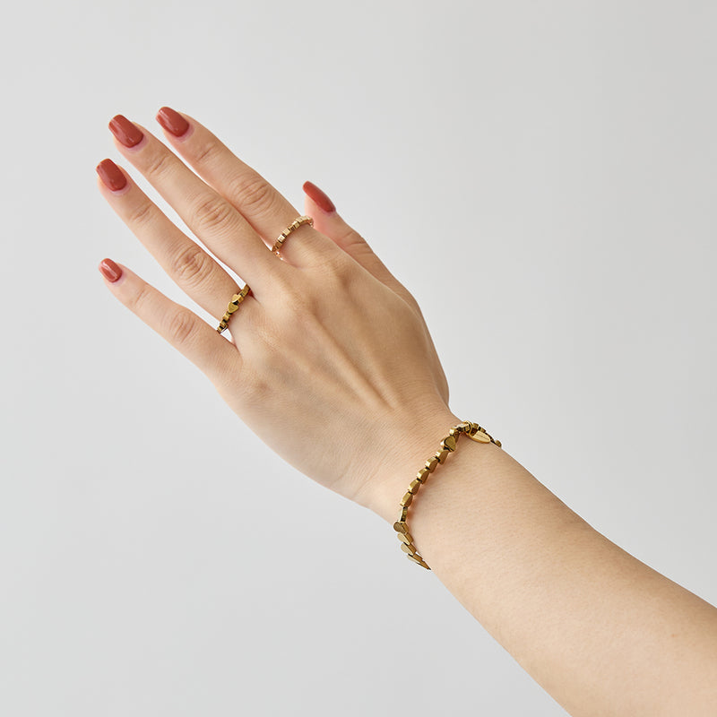 HASHIBAMI 【HB2102275 HASHIBAMI 天然石 ブレスレット ※ハート型6mm】 ゴールド