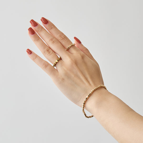 HASHIBAMI 【HB2102214 HASHIBAMI 天然石 ゴールド ブレスレット ※面取り】 ゴールド