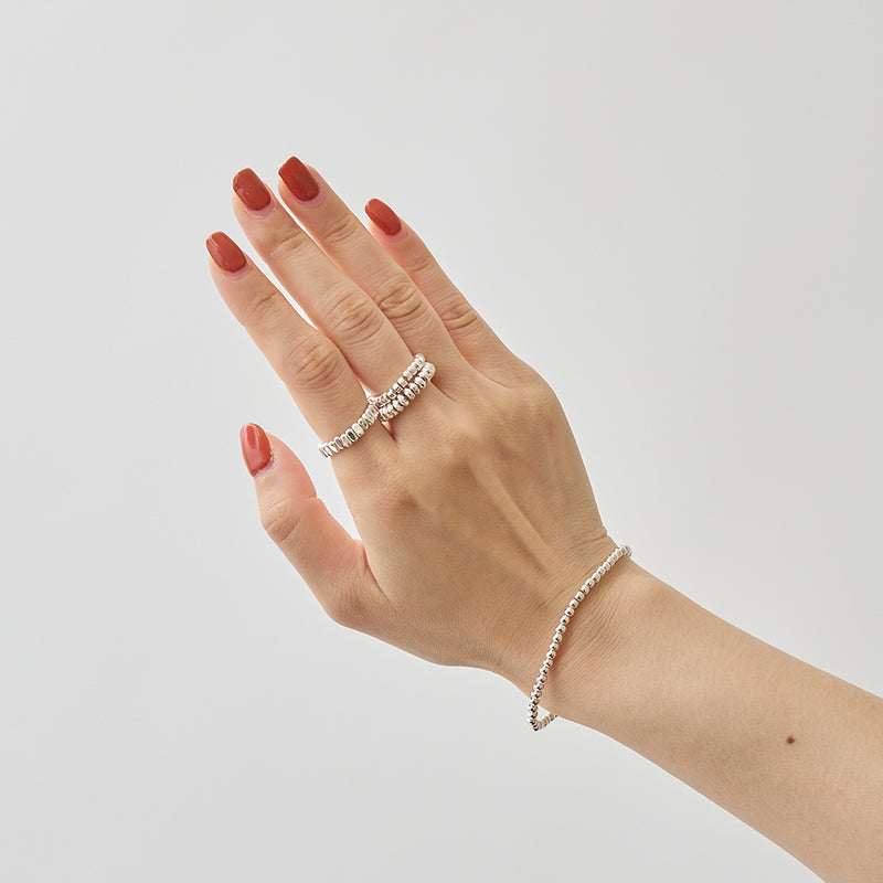 HASHIBAMI 【HB2102219 HASHIBAMI 天然石 シルバー ブレスレット ※3mm玉】 シルバー