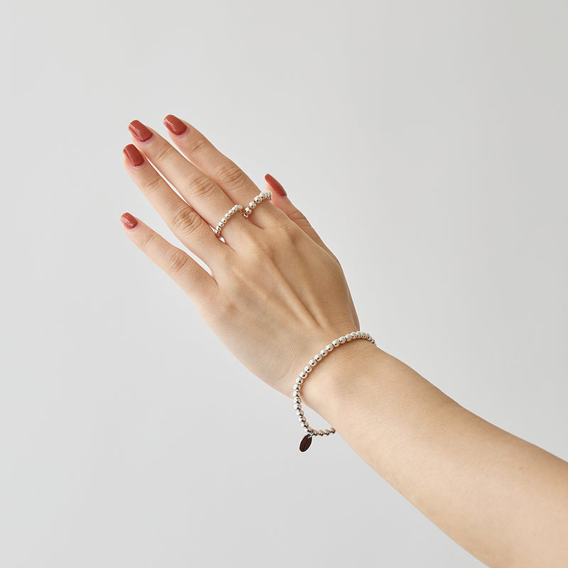 HASHIBAMI 【HB2102220 HASHIBAMI 天然石 シルバー ブレスレット ※4mm玉】 シルバー