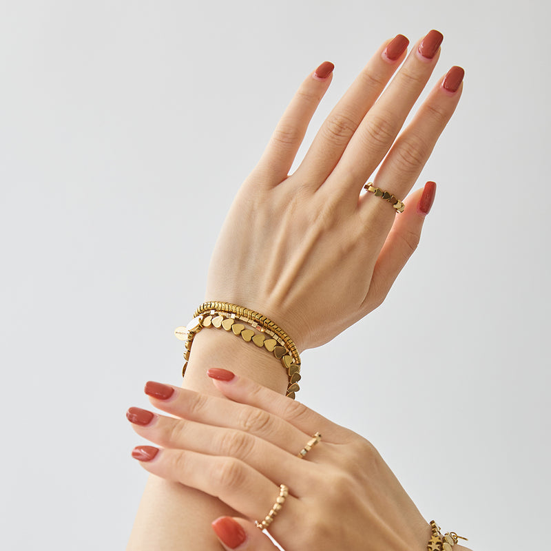 HASHIBAMI 【HB2102275 HASHIBAMI 天然石 ブレスレット ※ハート型6mm】 ゴールド