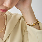 HASHIBAMI 【HB2102217 HASHIBAMI 天然石 ゴールド ブレスレット ※スネーク風】 ゴールド