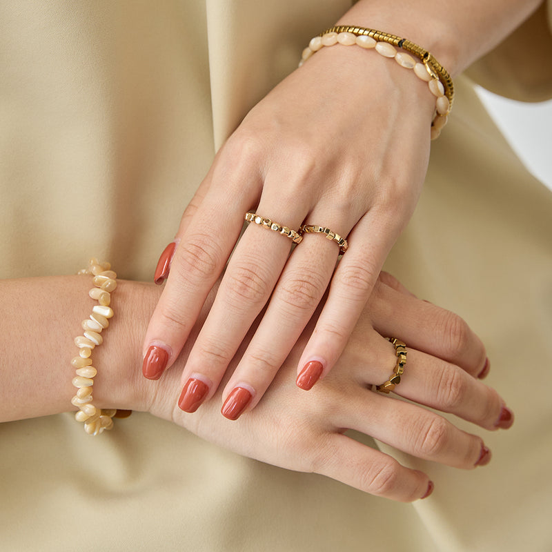 HASHIBAMI 【HB2102230 HASHIBAMI 天然石 ゴールド リング ※立方体】 ゴールド