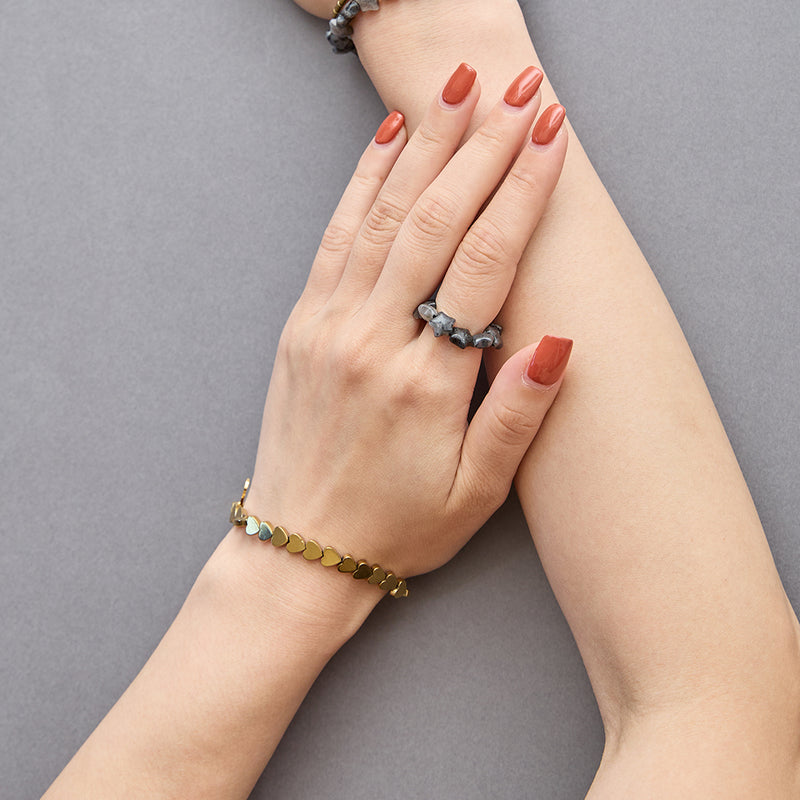 HASHIBAMI 【HB2102275 HASHIBAMI 天然石 ブレスレット ※ハート型6mm】 ゴールド