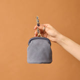 ◆CORRECT限定◆HASHIBAMI【Ha-2502-300 スエードキルティング 口金丸底ポーチ】ライトネイビー