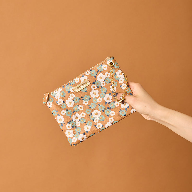 ◆CORRECT限定◆HASHIBAMI【Ha-2502-308 フラワープリント ポーチ】チャイ