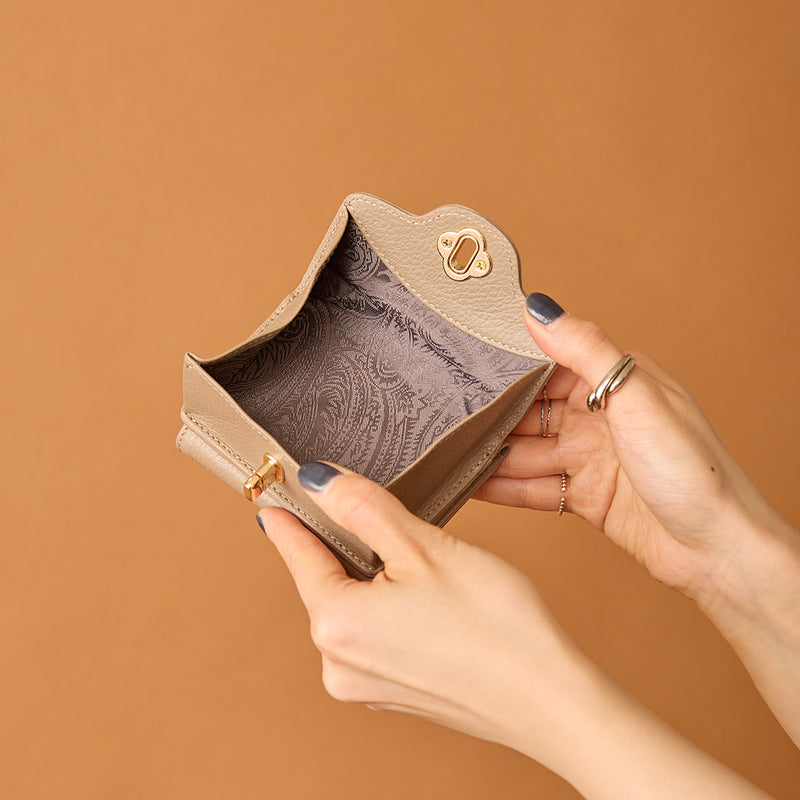 ◆CORRECT限定◆HASHIBAMI【Ha-2502-201 ひねり金具 ミニウォレット】グレーベージュ