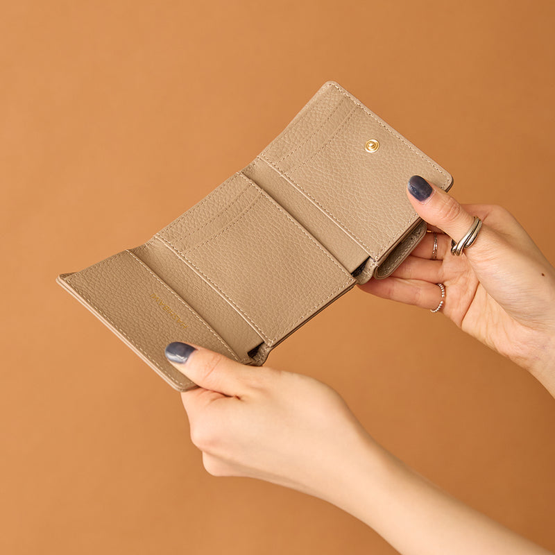 ◆CORRECT限定◆HASHIBAMI【Ha-2502-201 ひねり金具 ミニウォレット】グレーベージュ