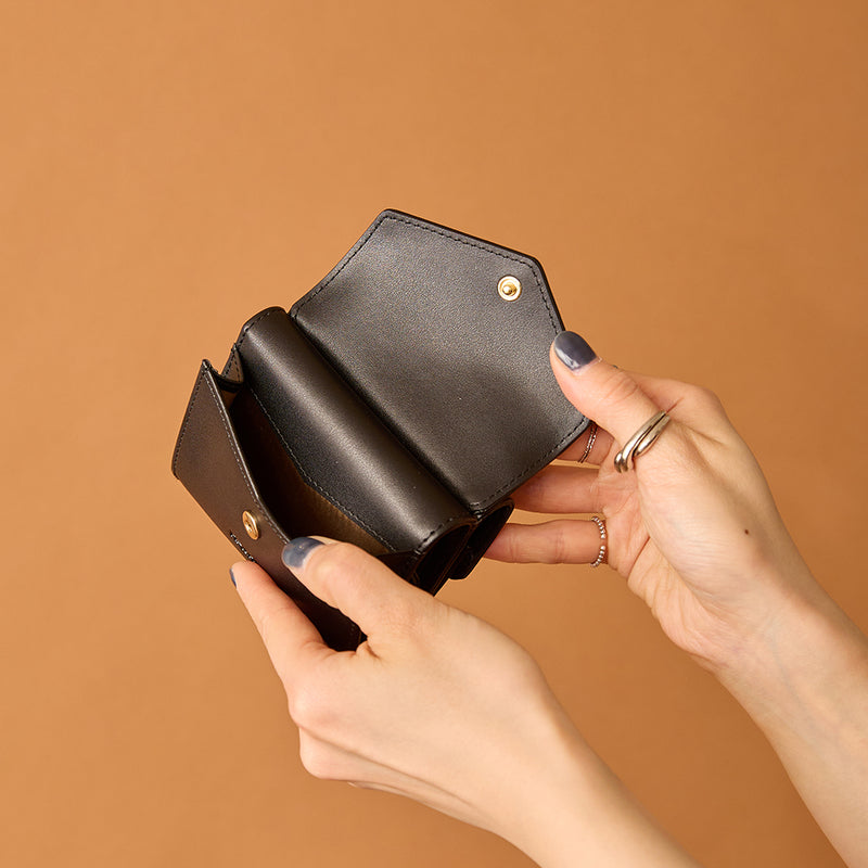 ◆CORRECT限定◆HASHIBAMI【Ha-2502-205 フェズ Wフェイス ミニウォレット】ブラック