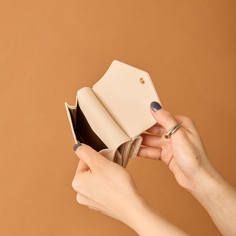 ◆CORRECT限定◆HASHIBAMI【Ha-2502-205 フェズ Wフェイス ミニウォレット】アイボリー