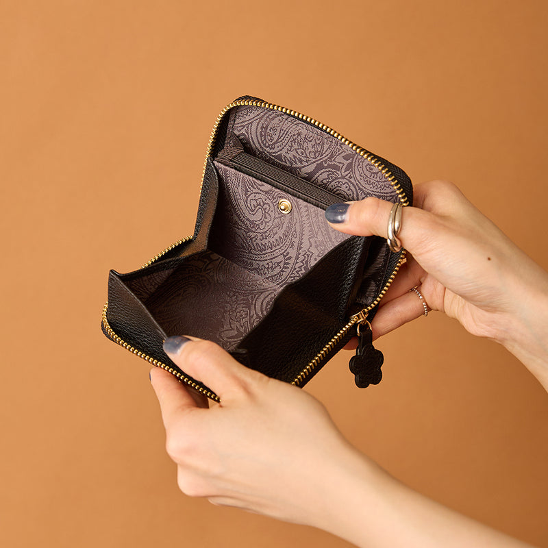 ◆CORRECT限定◆HASHIBAMI【Ha-2502-203 フラワーパッチ ハーフウォレット】ブラック