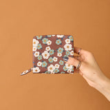 ◆CORRECT限定◆HASHIBAMI【Ha-2502-207 フラワープリント ハーフウォレット】ダークブラウン