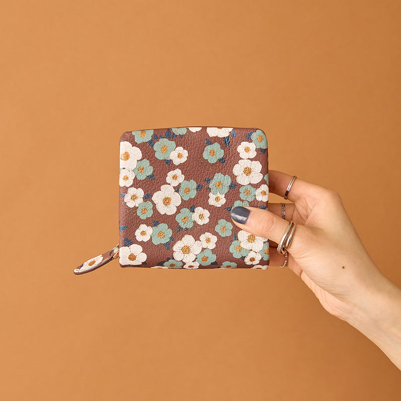 ◆CORRECT限定◆HASHIBAMI【Ha-2502-207 フラワープリント ハーフウォレット】ダークブラウン