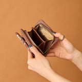 ◆CORRECT限定◆HASHIBAMI【Ha-2502-207 フラワープリント ハーフウォレット】ダークブラウン