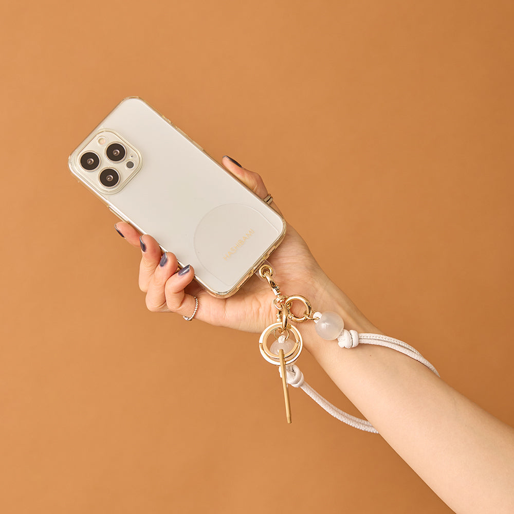 HASHIBAMI【Ha-2502-401 大玉天然石×レザー スマホハンドストラップ