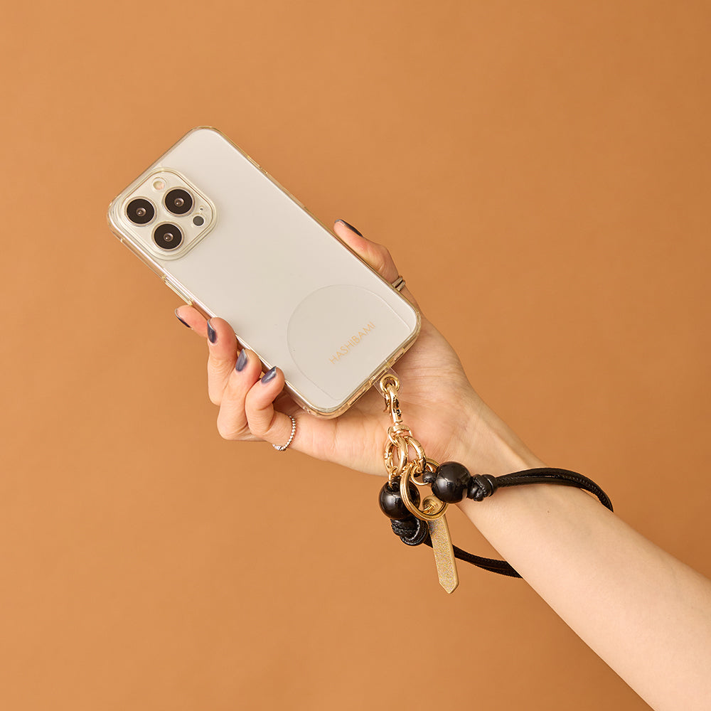 HASHIBAMI【Ha-2502-401 大玉天然石×レザー スマホハンドストラップ