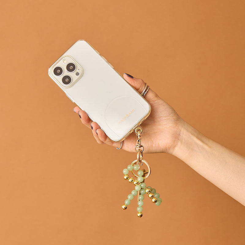 《予約販売》HASHIBAMI【Ha-2502-400 リボン天然石 スマホハンドストラップ】アベンチュリン