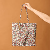 ◆CORRECT限定◆HASHIBAMI【Ha-2502-302 フラワープリント トートボックスバッグ】ダークブラウン