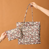 ◆CORRECT限定◆HASHIBAMI【Ha-2502-308 フラワープリント ポーチ】ダークブラウン