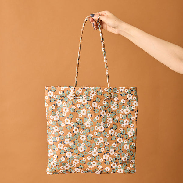 ◆CORRECT限定◆HASHIBAMI【Ha-2502-302 フラワープリント トートボックスバッグ】チャイ