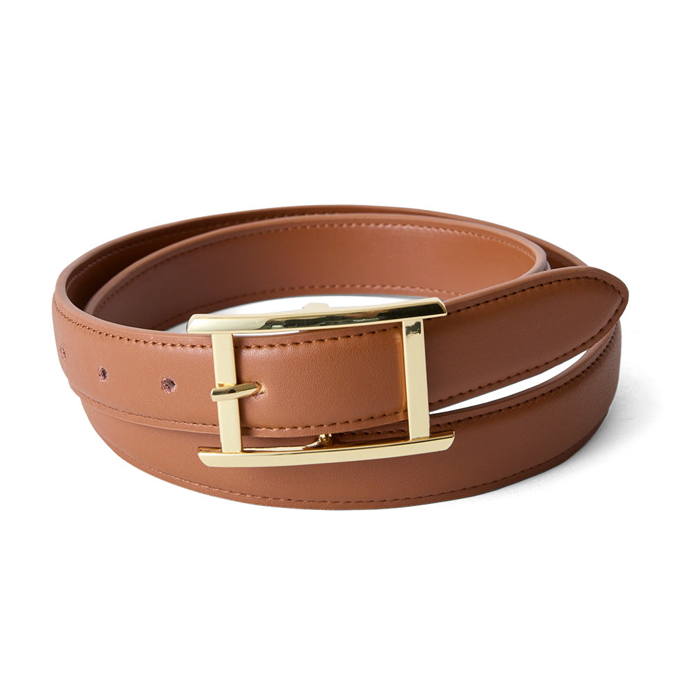 Dime ブラウン レザー ベルト ゴールドバックル S（美品 knot