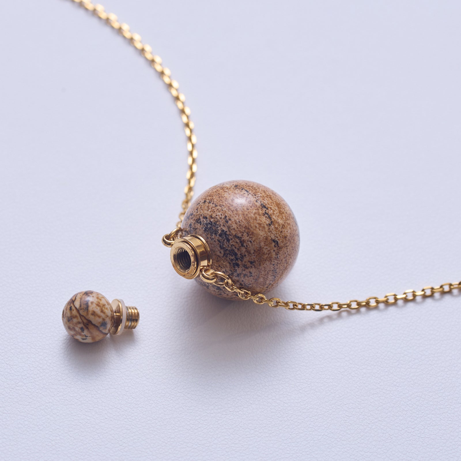 【コレクターズアイテム】ジェリービーンジャスパー HASHIBAMI 【HB2100266 天然石 壺型 チェーン 60cm ネックレス