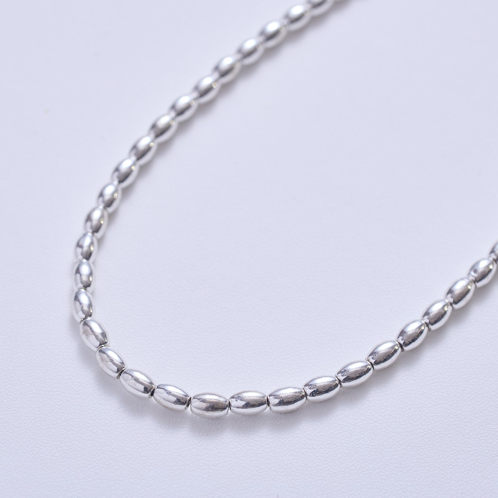 HASHIBAMI 【HB2100243 天然石 シルバー 52cm ネックレス】 ※俵型