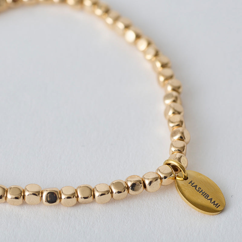 HASHIBAMI 【HB2102214 HASHIBAMI 天然石 ゴールド ブレスレット ※面取り】 ゴールド