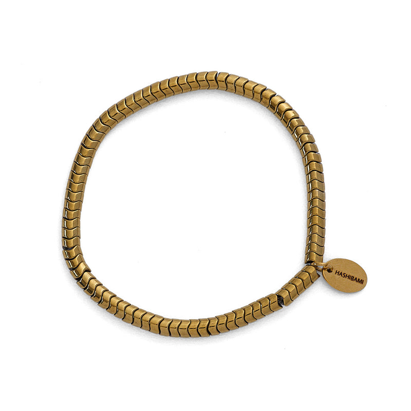 HASHIBAMI 【HB2102217 HASHIBAMI 天然石 ゴールド ブレスレット ※スネーク風】 ゴールド