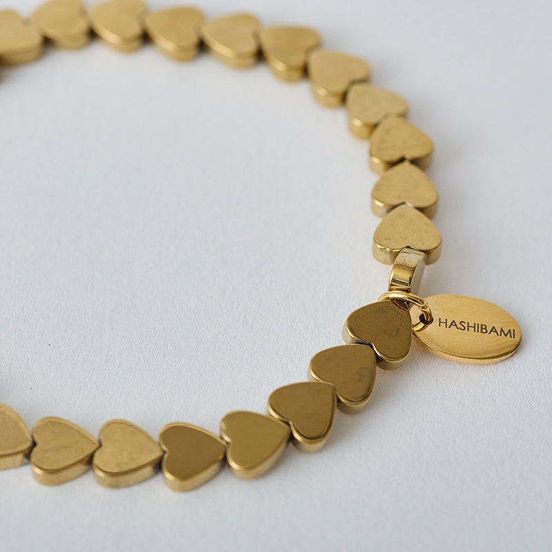 HASHIBAMI 【HB2102275 HASHIBAMI 天然石 ブレスレット ※ハート型6mm】 ゴールド