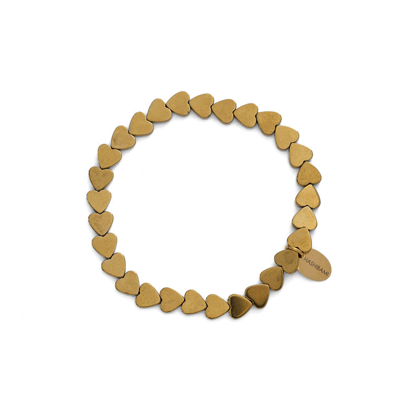 HASHIBAMI 【HB2102275 HASHIBAMI 天然石 ブレスレット ※ハート型6mm】 ゴールド