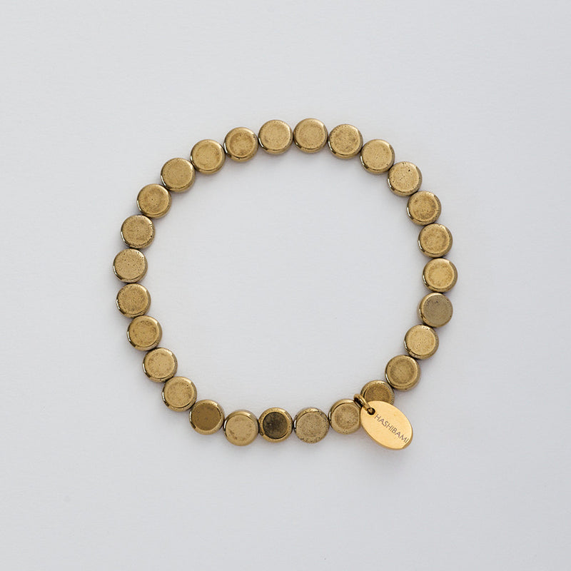 HASHIBAMI 【HB2102277 HASHIBAMI 天然石 ブレスレット ※平丸型6mm】 ゴールド