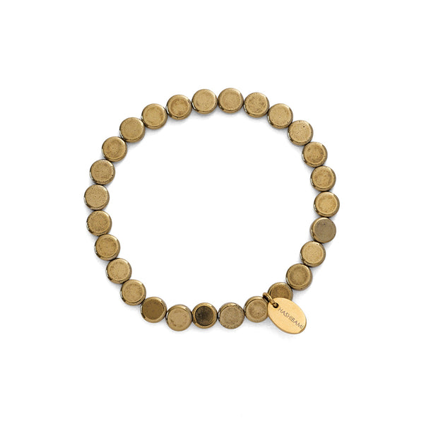 HASHIBAMI 【HB2102277 HASHIBAMI 天然石 ブレスレット ※平丸型6mm】 ゴールド