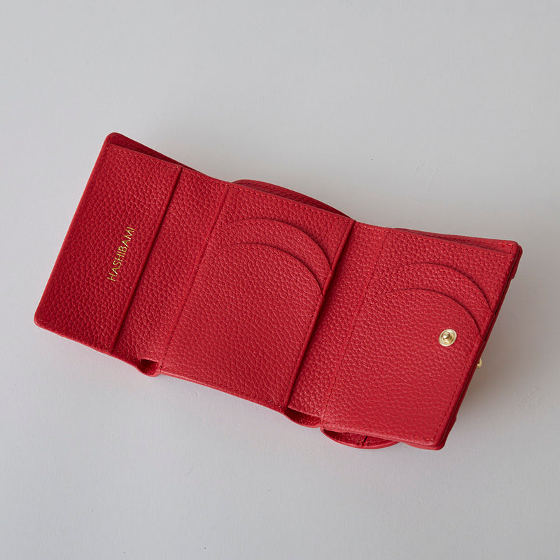 HASHIBAMI 【Ha-1711-453 ニュー ラウンドフォルム ミニウォレット】レッド