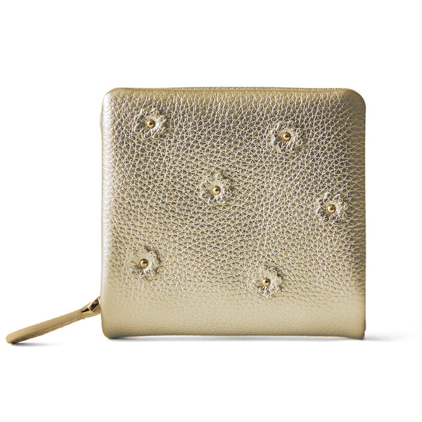 HASHIBAMI【Ha-2407-502 スモールフラワー ハーフウォレット】ゴールド