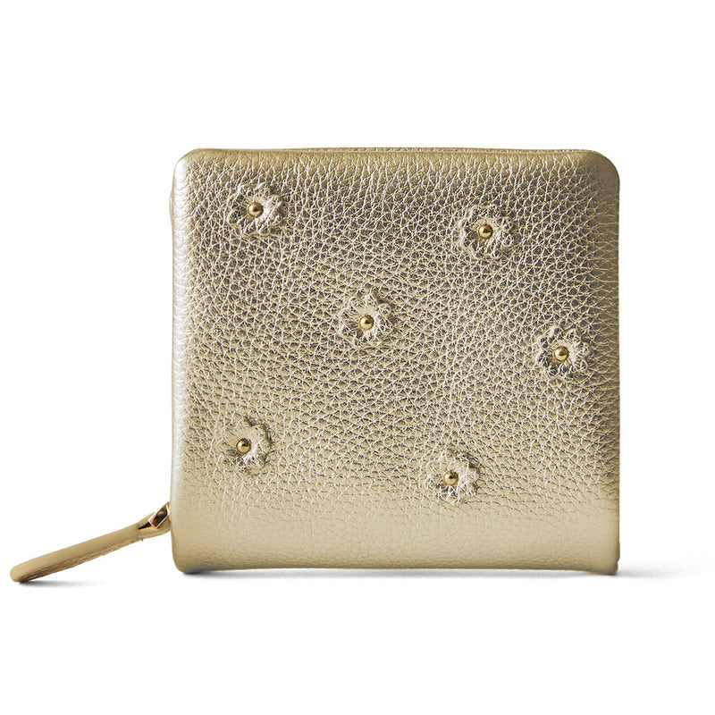 HASHIBAMI【Ha-2407-502 スモールフラワー ハーフウォレット】ゴールド