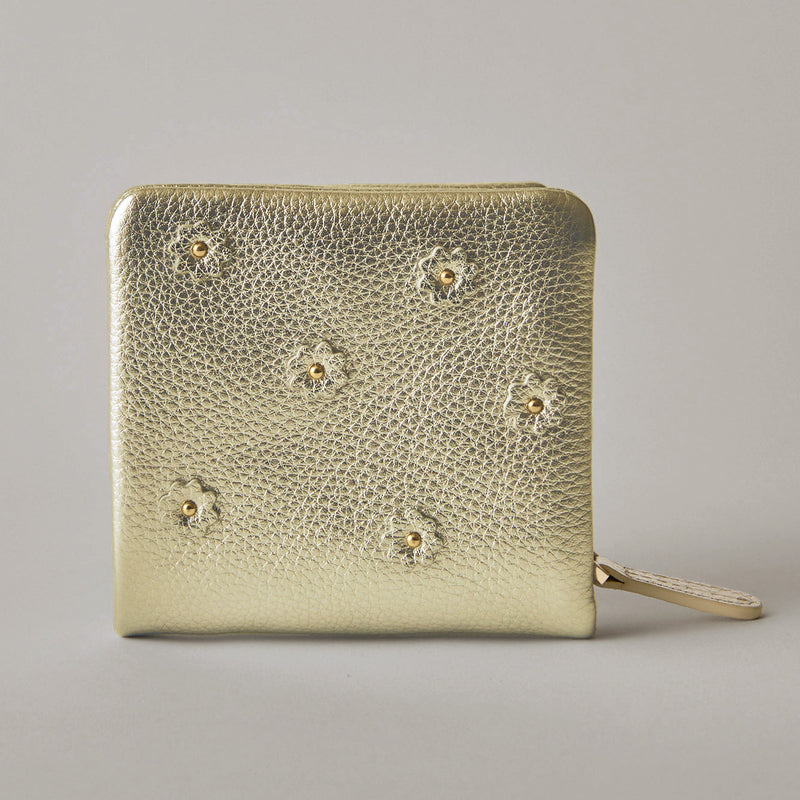 HASHIBAMI【Ha-2407-502 スモールフラワー ハーフウォレット】ゴールド