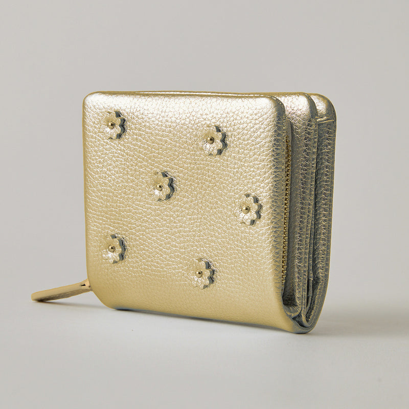 HASHIBAMI【Ha-2407-502 スモールフラワー ハーフウォレット】ゴールド