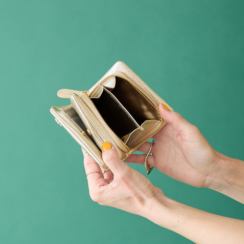 HASHIBAMI【Ha-2407-502 スモールフラワー ハーフウォレット】ゴールド