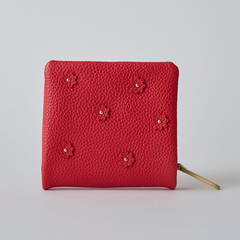 HASHIBAMI【Ha-2407-502 スモールフラワー ハーフウォレット】レッド