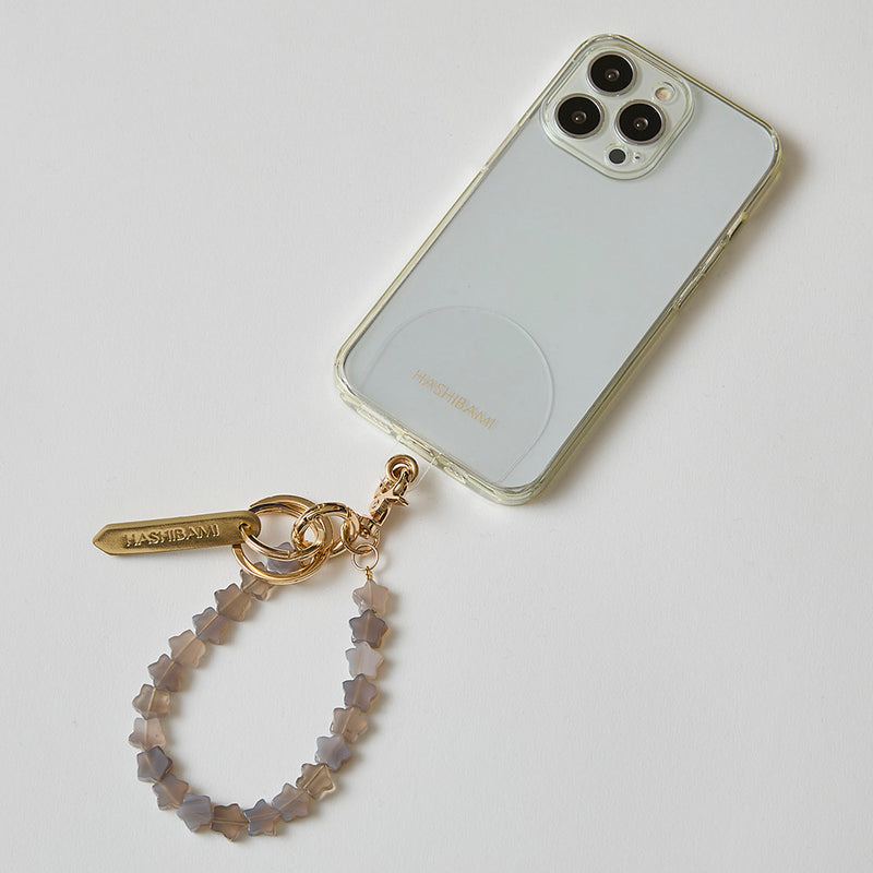 HASHIBAMI【Ha-2410-304 天然石 スター スマホハンドストラップ】グレーオニキス