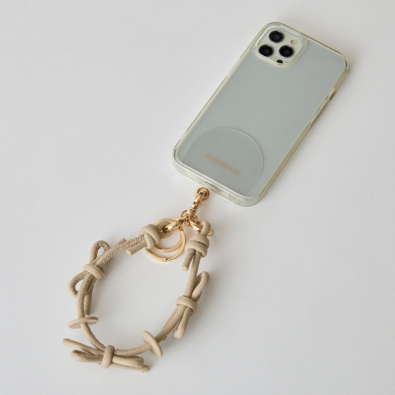 ◆CORRECT限定◆HASHIBAMI 【Ha-2410-324 レザーリボン スマホハンドストラップ】ベージュ