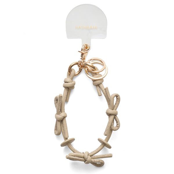 ◆CORRECT限定◆HASHIBAMI 【Ha-2410-324 レザーリボン スマホハンドストラップ】ベージュ