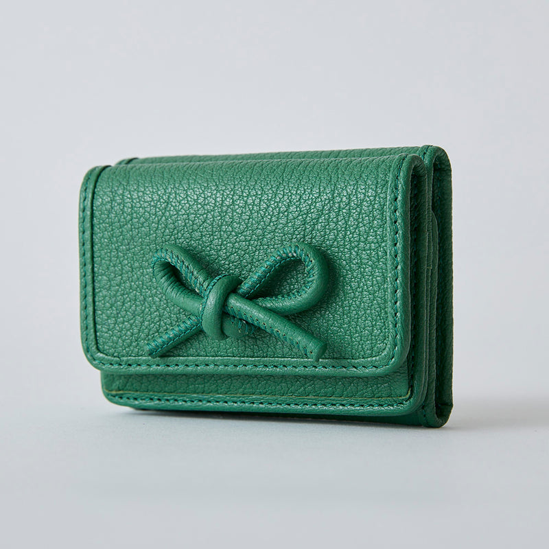 HASHIBAMI 【Ha-2410-326 レザーリボン ミニウォレット】ボトルグリーン