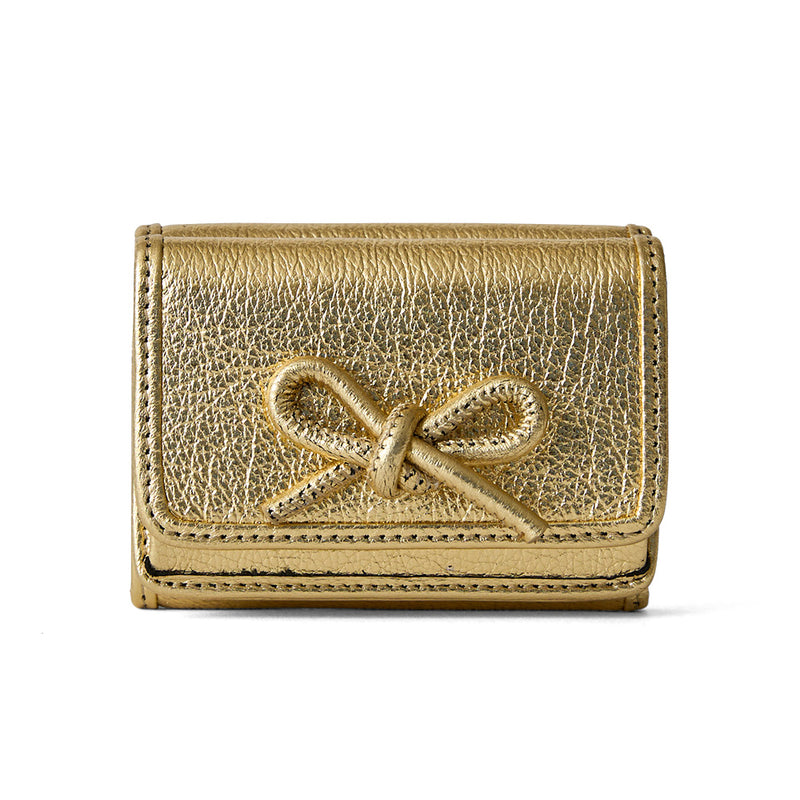 HASHIBAMI 【Ha-2410-326 レザーリボン ミニウォレット】ゴールド