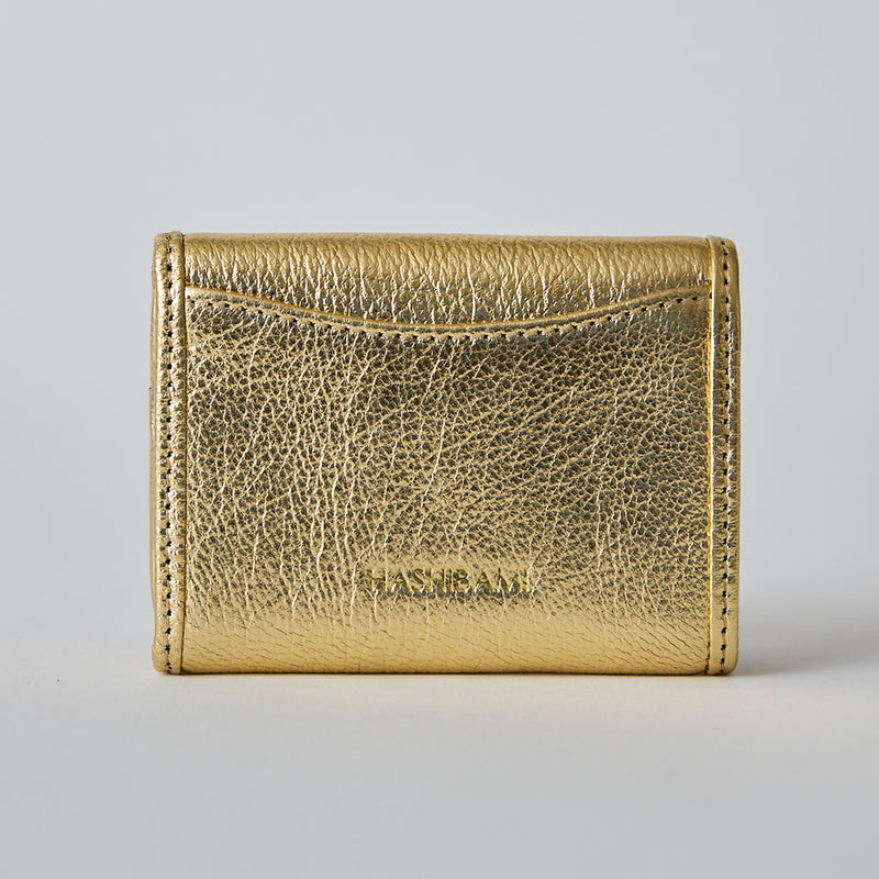 HASHIBAMI 【Ha-2410-326 レザーリボン ミニウォレット】ゴールド