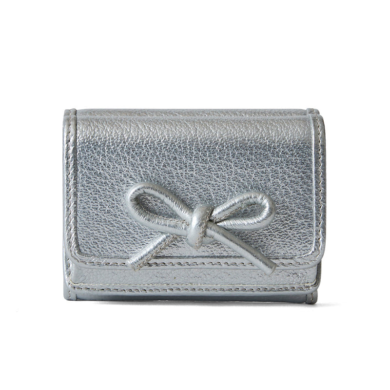 HASHIBAMI 【Ha-2410-326 レザーリボン ミニウォレット】シルバー