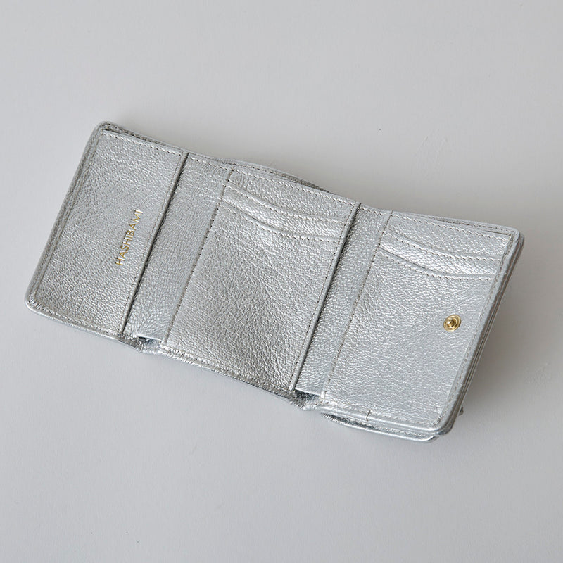 HASHIBAMI 【Ha-2410-326 レザーリボン ミニウォレット】シルバー