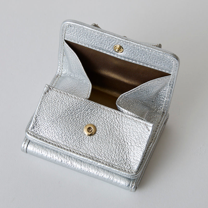 HASHIBAMI 【Ha-2410-326 レザーリボン ミニウォレット】シルバー