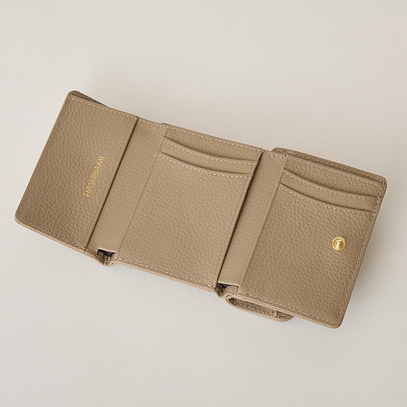 ◆CORRECT限定◆HASHIBAMI【Ha-2502-201 ひねり金具 ミニウォレット】グレーベージュ